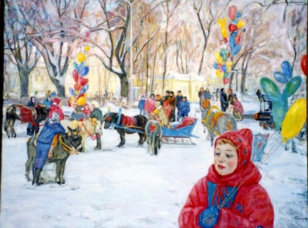 Живопись. Праздник в центре Костромы. Автор Надежда Белых