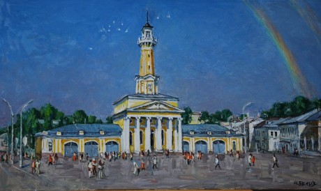 Рисунок Костромской каланчи на Сусанинской площади Надежды Белых